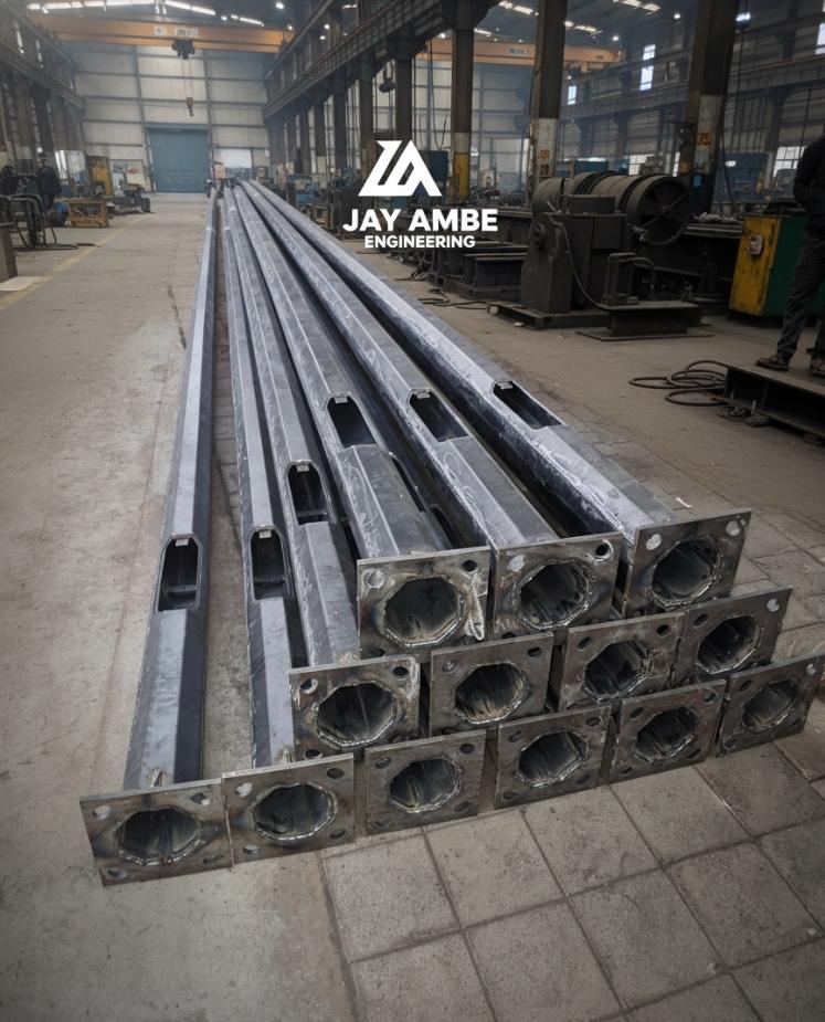Raw octagonal poles stacked
